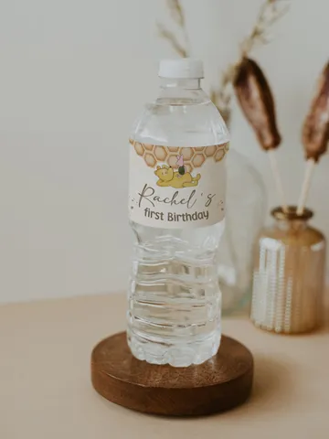 Editable Water Label Winnie the Pooh; Winnie the Pooh 1st Birthday; Printable Bottle Label; Winnie Pooh Party Decoration; Water Label; hc12 $10.45