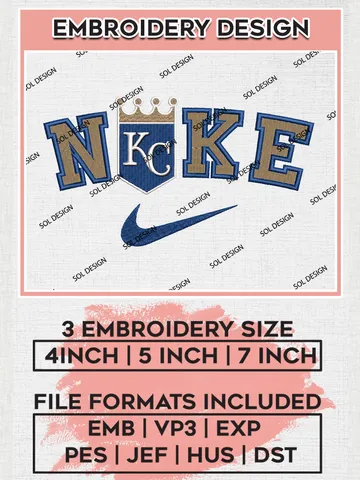 Nik.e Kansas City Royals Team Logo Embroidery Design, MLB Team Embroidery files, Kansas City Royals Baseball Team, MLB Royals Team, Digital Download $6.99