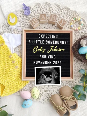 Digital Pregnancy Announcement, Easter Baby Announcement Editable Template for Social Media $7.00
