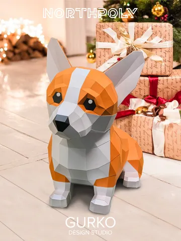 Papercraft Corgi Puppy, Dog, Digital Template, PDF Download, Gurko, Low Poly, Pepakura, Origami Sculpture, Paper Party Decoration, DIY Gift $18.00