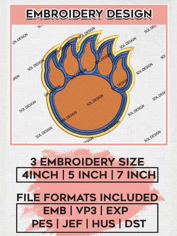 Morgan State Bears Paw Machine Embroidery Design, NCAA Morgan State Bears Embroidery Design Design files, NCAA Embroidery Designs, NCAA Machine Embroidery Designs, Digital Download $6.99