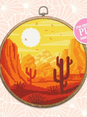 Nature cross stitch pattern download PDF Desert landscape cross stitch chart National park embroidery PDF Desert plant cross stitch #L24 $4.60