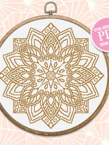 Mandala cross stitch pattern download PDF Monochrome cross stitch Mandala digital Floral ornament cross stitch Geometric pattern PDF #M23 $4.60