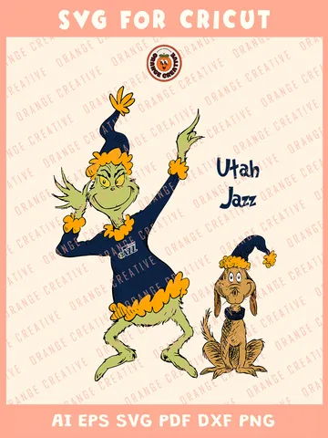 NBA Utah Jazz x Grinch Svg Files, Grinch Svg Designs, NBA Utah Jazz Team SVG for cricut, Basketball Team Svg Files for Cricut, Png, Dxf, Digital Download