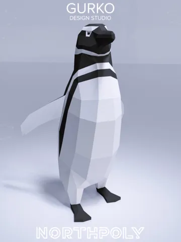 Running Magellanic Penguin Papercraft, Digital Template, PDF Download, Gurko, 3D LowPoly, Pepakura, DIY Origami Sculpture, Paper Party Decor $23.20