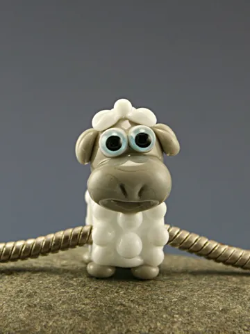 Sheep charm bead sheep Jewelry sheep bracelet glass sheep gift sheep miniature sheep glass beads large hole beads lampwork beads European $21.97