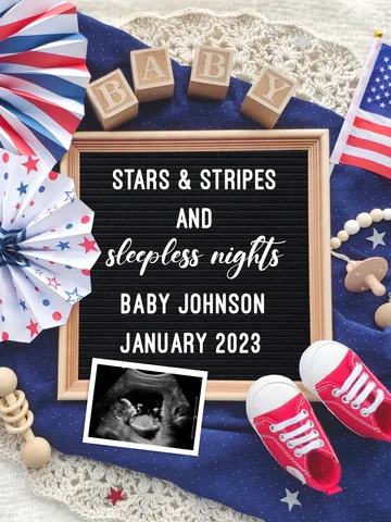 4th of July Pregnancy Announcement for Social Media, Patriotic Baby Announcement, 4th of July Baby Announcement Editable Digital Template $7.00