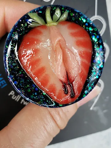 Strawberry phone grip, not swappable popsockets, polymer clay $77.00