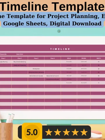 Timeline Template | Editable Google Sheets, Digital Download, Easy-to-Use Planner for Project Managers, Event Planners & Freelancers $5.46