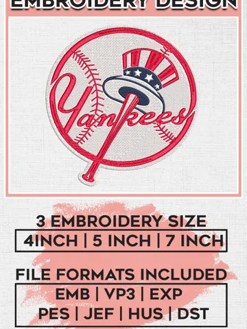MLB New York Yankees Baseball Team Logo Embroidery Design, MLB New York Yankees
Embroidery files, Baseball Team, Yankees Design, Digital Download $6.99