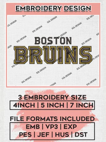NHL Boston Bruins Team Wordmark Logo Embroidery Design, NHL Boston Bruins Logo Embroidery Files, Hockey Team Machine Embroidery, Machine Embroidery Design $6.99