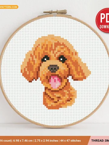 Mini Poodle dog Cross stitch pattern, animal, toy poodle, pet, beginner counted, modern, gift DIY, embroidery, instant Digital PDF $4.29