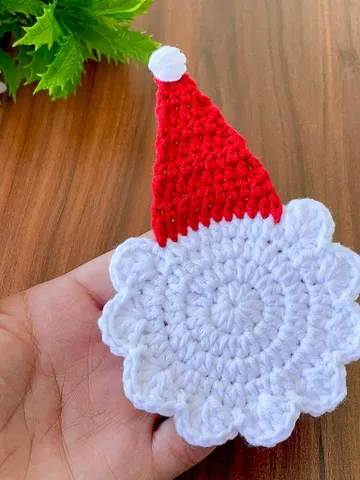 Crochet Santa Hat Coasters Pattern, Decorative Crochet Xmas Coasters for Holiday Home Decor, Ideal for Coffee Lovers $5.40