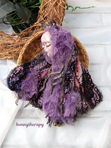Art doll Moth 5.9 inches, Fantasy cute creature. $65.00