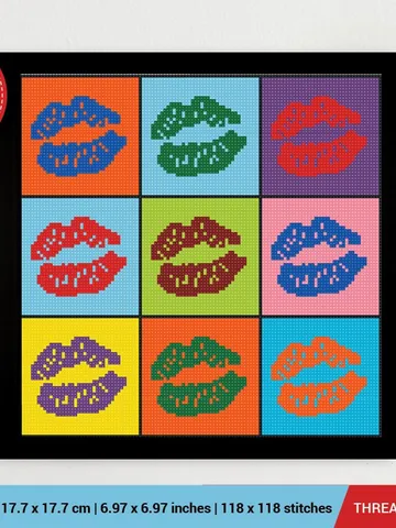 Lips Andy Warhol Cross stitch pattern | Embroidery Pattern | Instant Download | Embroidery Designs $5.94