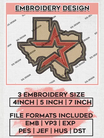 MLB Houston Astros Map Embroidery Design Files, MLB Houston Astros Team Embroidery, MLB Teams, 3 sizes, MLB Machine embroidery designs, Digital Download $6.99