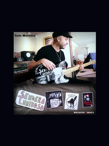 Tom Morello guitar stickers Sendero Luminoso Mau Mau uprising Fender Telecaster