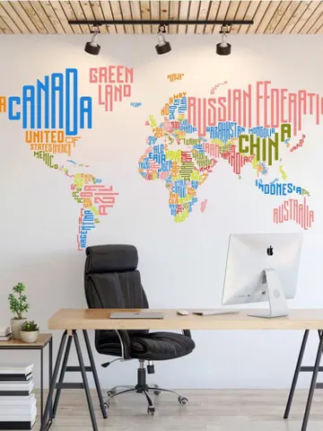 World map from country names Wall decal Educational Office z3023 $27.99