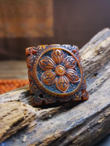 Gandhanra Yak Bone Carved Mandala Amulet Badge, Tibetan Buddhist Prayer Wheel Pendant,Dharma Chakra $69.99