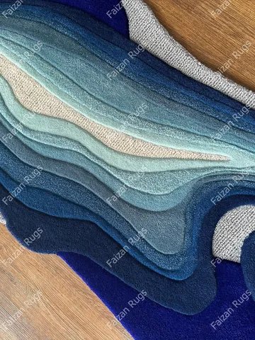 Buy 8x10 Stunning Blue and White | Hand Tufted Rugs 100% Wool For Living Room | Bed Room | Kids Room in Any Size's $470.06