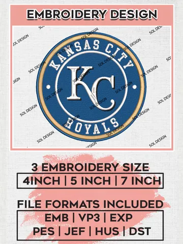 Kansas City Royals Team Logo Embroidery Design, MLB Team Embroidery files, Kansas City Royals Baseball Team, Kansas City Team, Digital Download