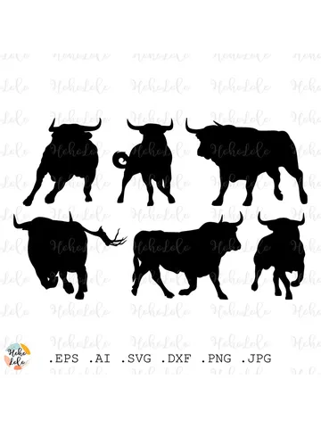 Bull Svg, Bull Silhouette, Angry Bull Png, Bull Cricut, Bull Stencil Template, Bull Clipart $4.50
