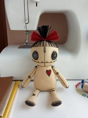 Handmade Voodoo Doll With Red Bow $63.00