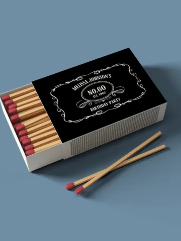 Match Box Labels Vintage Whiskey Themed Birthday, Matches Box Personalized Chalkboard Matchboxes, Birthday Match Box, Liquor Themed Editable $6.00