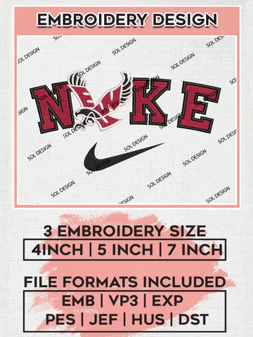 Nike Eastern Washington Eagles Machine Embroidery Design, NCAA Eastern Washington Eagles Embroidery Design Design files, NCAA Embroidery Designs, NCAA Machine Embroidery Designs, Digital Download $6.99