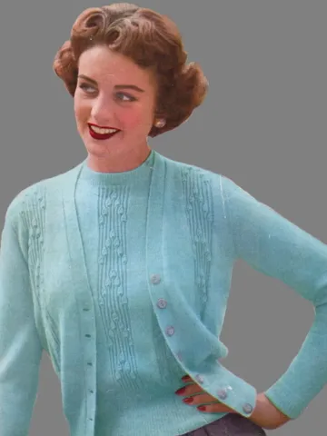 Vintage Knitting Pattern 270 Lucelle Lady's Twin-Set Women Jacket Cardigan Pullover $2.50
