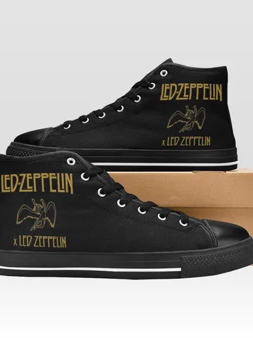 Led Zeppelin Shoes, High-Top Sneakers, Handmade Footwear $59.97