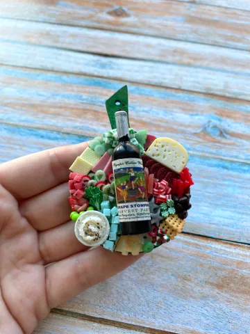 Magnet Miniature Christmas Charcuterie Board with Polymer clay Souvenir $26.00