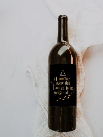 I Solemnly Swear that i am up to no Good Wizarding World Wine Label, Holiday Wine Label Template Party Drinks; Magic School Wine Label $9.42