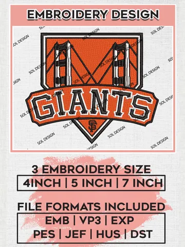 MLB San Francisco Giants Logo Embroidery Design Files, MLB San Francisco Giants Team Embroidery Designs, MLB Teams, 3 sizes, MLB Machine embroidery designs, Digital Download