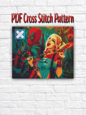 Harley Quinn Cross Stitch Pattern / Deadpool PDF Cross Stitch Chart / The Suicide Squad / Joker Cross Stitch Pattern $5.00
