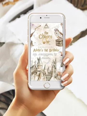 The Chosen One Invitation; Wizard Birthday Party; Magic School 1st Birthday Invitation Template; Editable Wizarding World Invitation; W7 $12.78