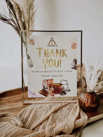 THANK YOU SIGN ; Wizard Baby Shower; Magic School Baby Shower template; Instant Download; wh1 $7.55