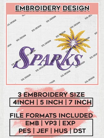 Los Angeles Sparks Wordmark Logo Embroidery Files, WNBA Los Angeles Team Embroidery Designs, WNBA Basketball Teams, 3 sizes, Machine embroidery designs, Digital Download $6.99