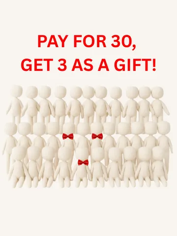 Set of 30 + 3 Bonus Small Cloth Dolls โ 6.29" Handmade Poseable Textile Dolls for DIY, Custom Crafts & Bulk Projects $275.00