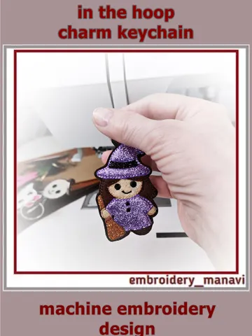 Whimsy Witch – Halloween In the Hoop Embroidery Charm ITH from Embroidery Manavi 05 $3.50