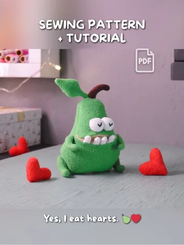 PDF Plush Toy Pattern – Fleece Pear Softie with Pocket Mouth $11.00