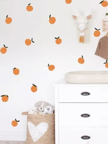 Orange Wall Decals - Orange Hand Drawn Decal, Kitchen Wall Sticker, Laundry Decals, Kids Decals h35 $48.99