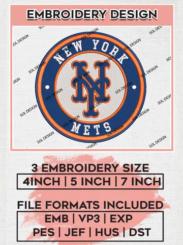 New York Mets Team Logo Embroidery Design, MLB Team Embroidery files, New York Mets Baseball Team, Mets Team, Digital Download $6.99
