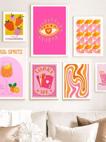 Printable wall art Strawberry, Pink evil eye poster, Lemon artwork digital, Aperol spritz print, Match box art poster, Play card poster $4.15