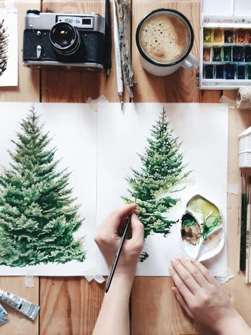 Watercolor print XMAS TREE $22.00