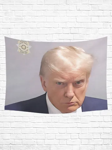 Trump Mugshot Wall Tapestry, Cotton Linen Wall Hanging $48.00
