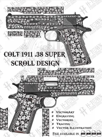 Colt 1911 .38 Super Scroll Engraving Vector File (Digital Download)