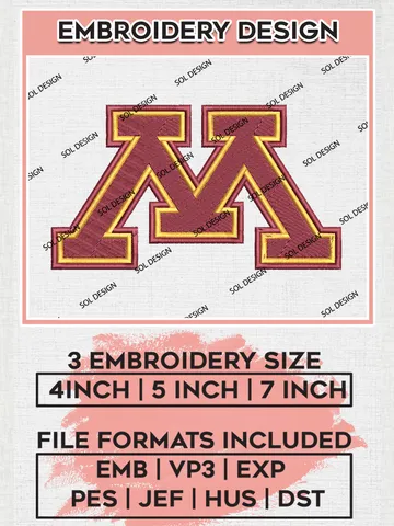 Minnesota Golden Gophers Logo Machine Embroidery Design, NCAA Minnesota Golden Gophers Embroidery Design Design files, NCAA Embroidery Designs, NCAA Machine Embroidery Designs, Digital Download $6.99