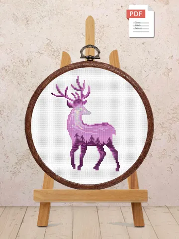 Deer Cross Stitch Pattern, Animal Cross Stitch, Embroidery Deer, Watercolor Deer Silhouette Cross Stitch, Modern Cross Stitch #anm023 $4.00