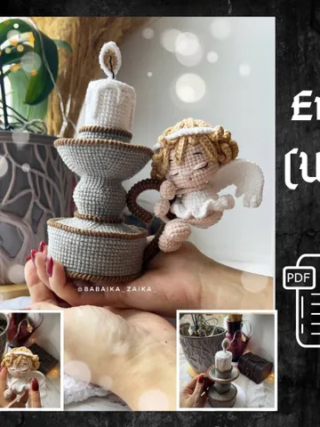 PDF Angel with Candelabrum Crochet Pattern, Amigurumi Angel Pattern Candle Pattern, Crochet holder with candle,  Angel doll, Amigurumi decor $13.50